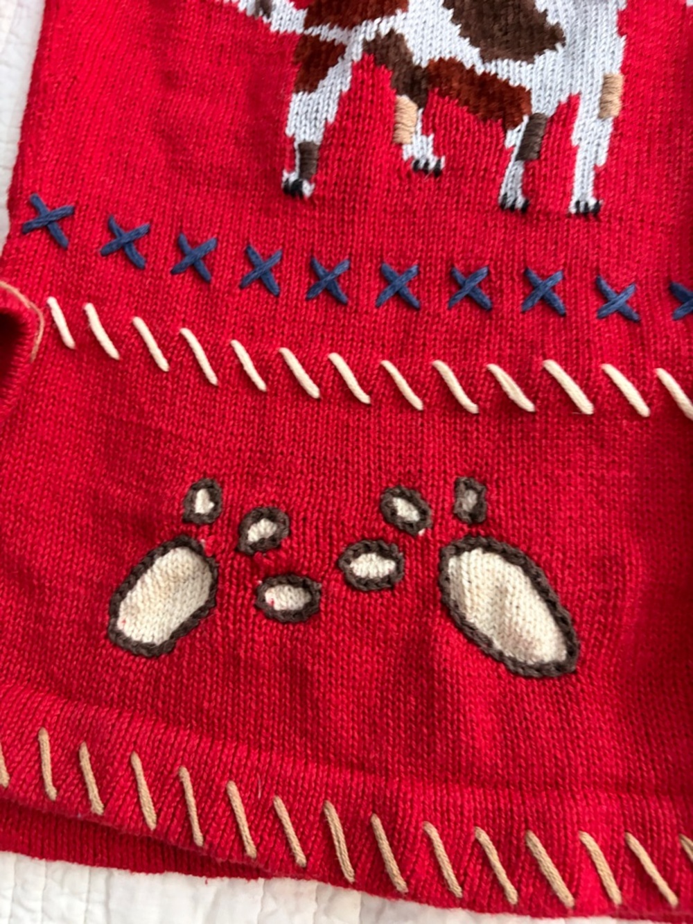 Tribeca Vintage Novelty Red Embroidered Dog Cardigan - Picture 10 of 10